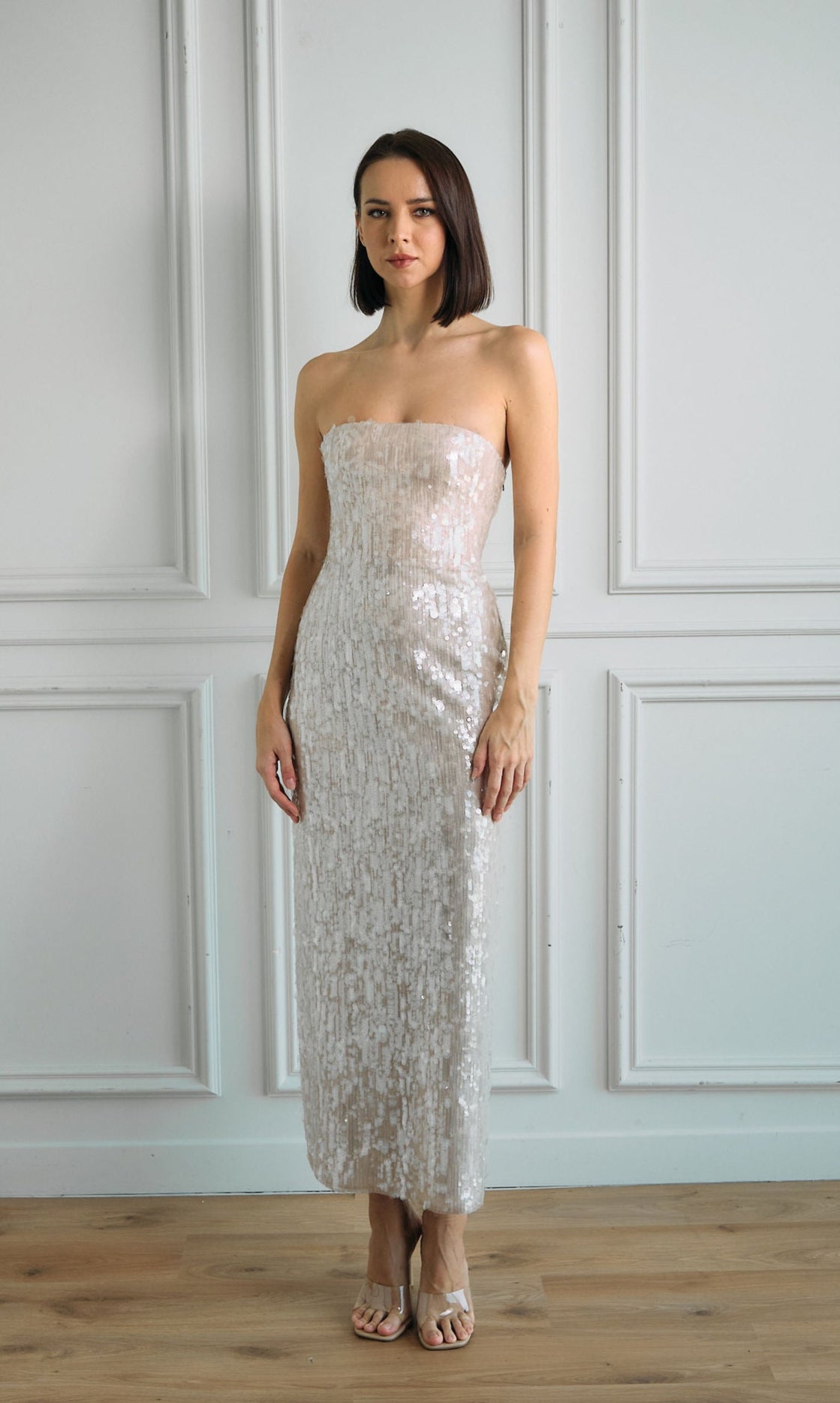 Pearl Sequin Bustier Dress